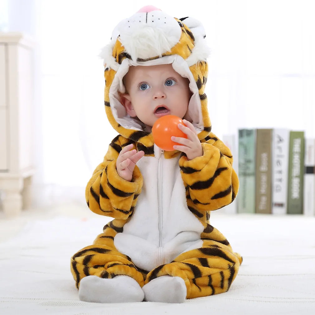 Cartoon Flannel Baby Rompers Unicorn Rabbit Dinosaur Pajamas Cotton Baby Boy Girls Animal Costume Baby Jumpsuit Kigurumi Outfits