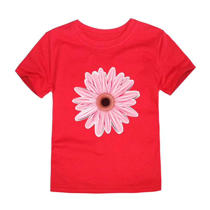 Girls Clothes 2 to 3 4 5 6 7 8 9 10 11 12 13 14 Years 100% Cotton 2024 Summer T Shirts Yellow Butterfly Floral Tee Shirt Tops