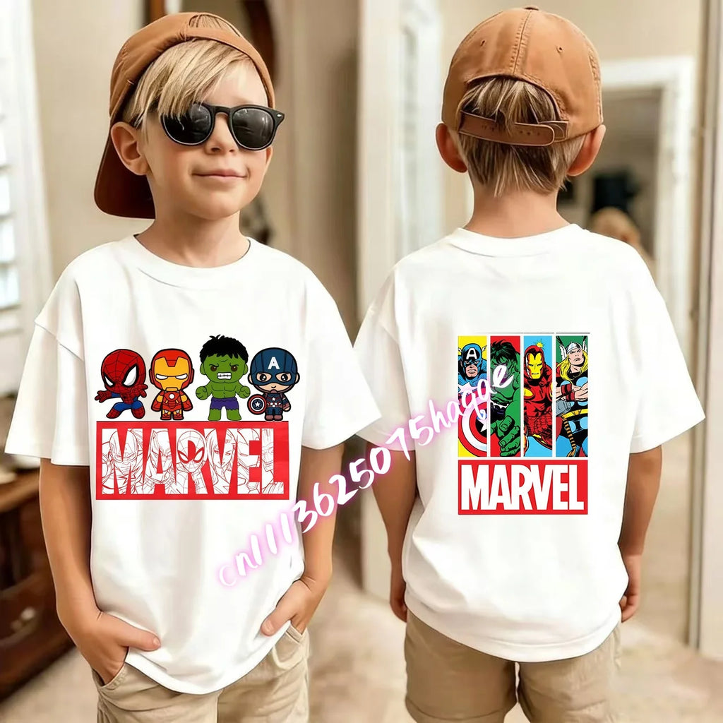 Kids Summer Cute Spider-Man Print Children's Short-Sleeved T-Shirt for Girls Boys 100% Cotton - Fashionable Short Sleeve