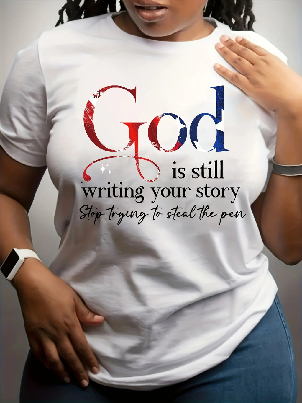 God Is Still Writing Your Story Women's Tee - Faith Graphic, Casual Yellow Top