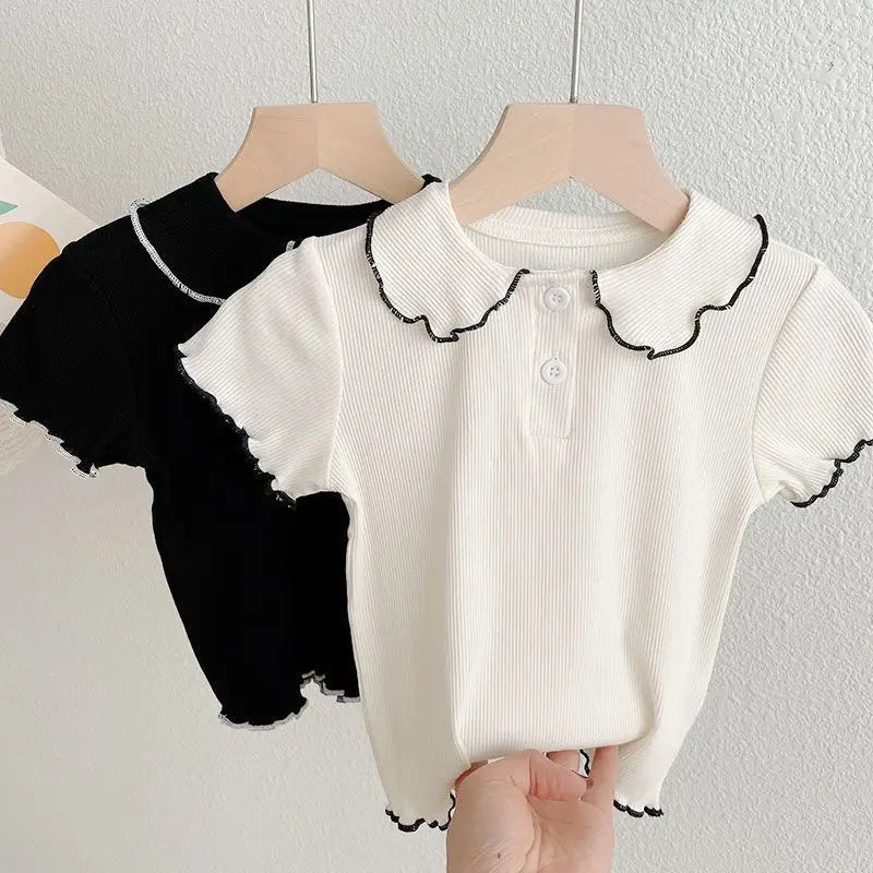 1pcs Kid Summer Cute Sweet Tee Childrens T-shirt Casual Fashion Short Sleeve T shirt Trendy Soft Girl Clothes Child Ice Silk Top