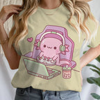 Girls' Summer Clothes Cute Axolotl Playing Games Graphic T-Shirt 3D Print Tie Dye Children's Clothing for Girl Short Sleeve Tee