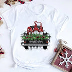 Women Tshirts Merry Christmas Tree Print Red Top Femal New Clothing Short Sleeve 90s Girls Lucky Deer T-shirts Aesthetic Clothes