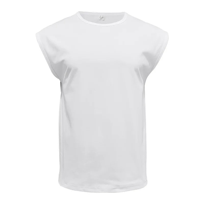 Amazon cross-border American summer new vest men's loose youth casual solid color thin shoulder T-shirt for men