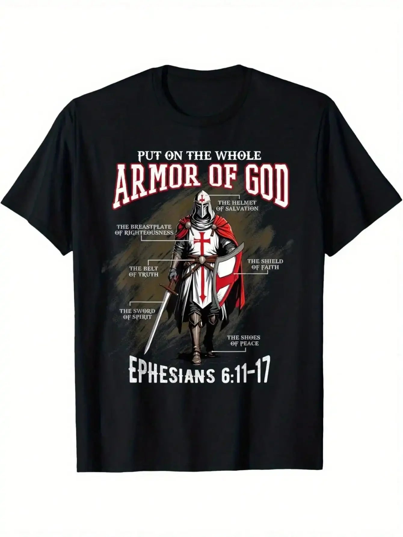 Full Armor Of God Inspirational Bible Verse T-Shirt For Men, Women & Youngsters - Soft Cotton