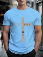 Mens Jesus Is King T-Shirts,The Way The Truth The Life Tops,Bible Verse Jesus Shirt,Mens Christian T-Shirt,Cross Vintage Tees