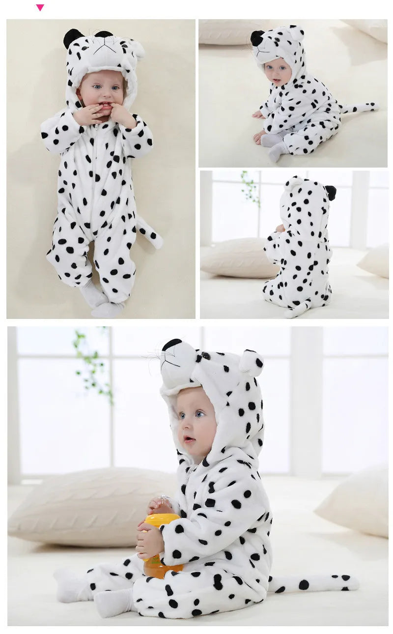 Cartoon Flannel Baby Rompers Unicorn Rabbit Dinosaur Pajamas Cotton Baby Boy Girls Animal Costume Baby Jumpsuit Kigurumi Outfits