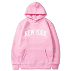 Men Women New York U.S.A City Hoodies Fashion Letter Printed Graphic Sweatshirts Loose Casual Harajuku Hooded Pullover Sportwear