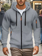 Men autumn and winter New Hoodies Long Sleeve Sweatshirt pocket Zipper Design Hooded Sweatshirt  Men Sportswear Casual Jacket