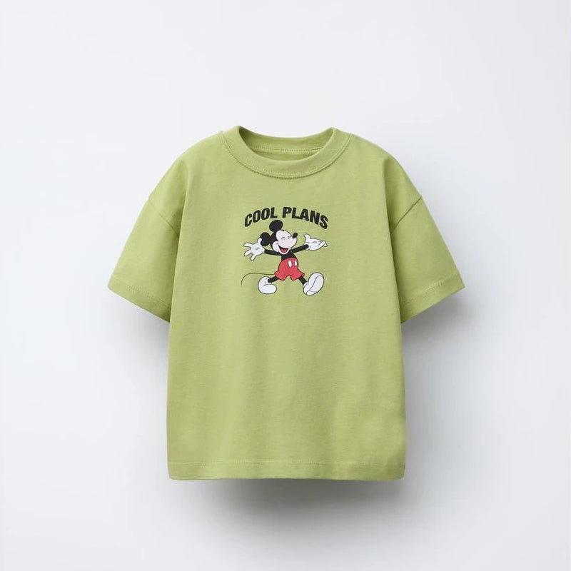 Cute Printed T-shirt Round Neck Basic 2025 Summer Clothing For Boys Simple Fashion T-shirt Cartoon Top Short Sleeve