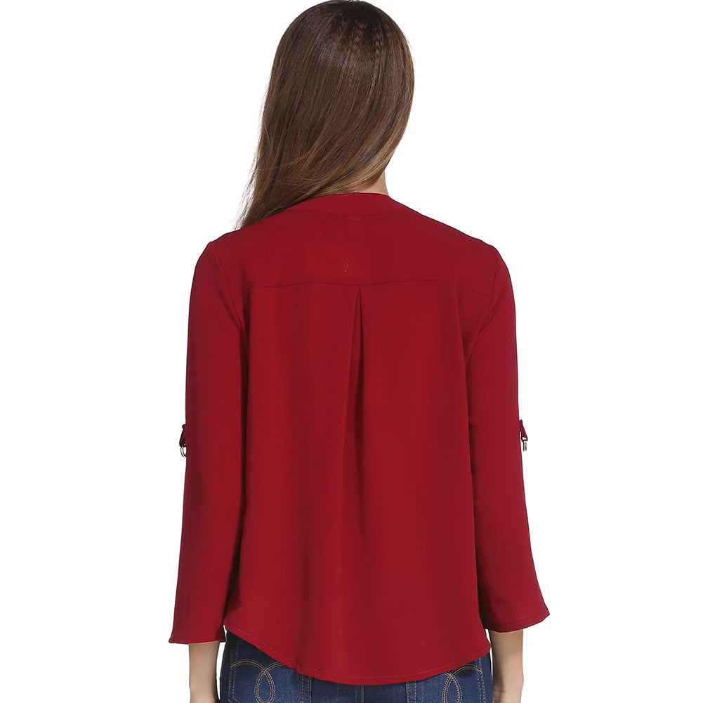 Plus Size Blouse Clothing Women Long Sleeve Shirt Chiffon Blouse Ladies Top