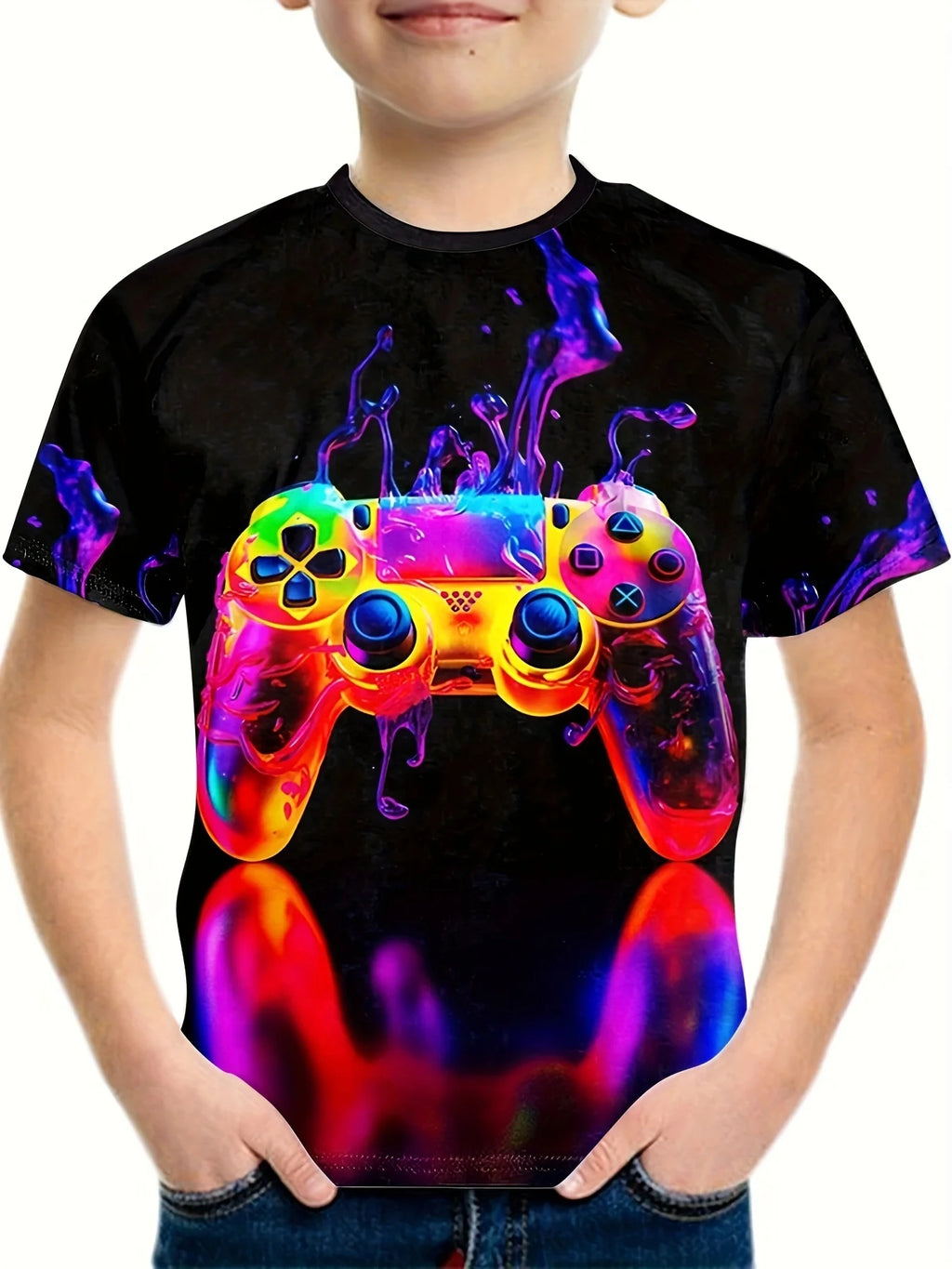 T-Shirts for Boys Short Sleeve 3D Gamepad Print Kids Summer Clothes Casual Fashion O-Neck Boys Tshirt Tops Children's Clothing
